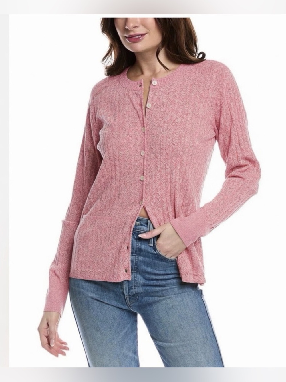 Re/Done Chevron Ribbed Knit Cardigan.